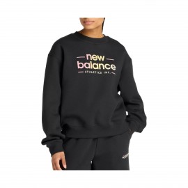 New Balance Reimagined Logos Fleece Crew Neck Γυναικεια Μπλουζα Μαυρη