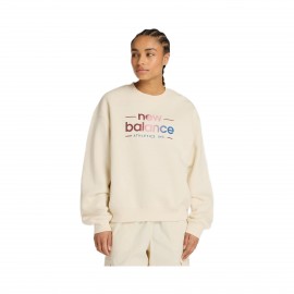New Balance Reimagined Logos Fleece Crew Neck Γυναικεια Μπλουζα Μπεζ