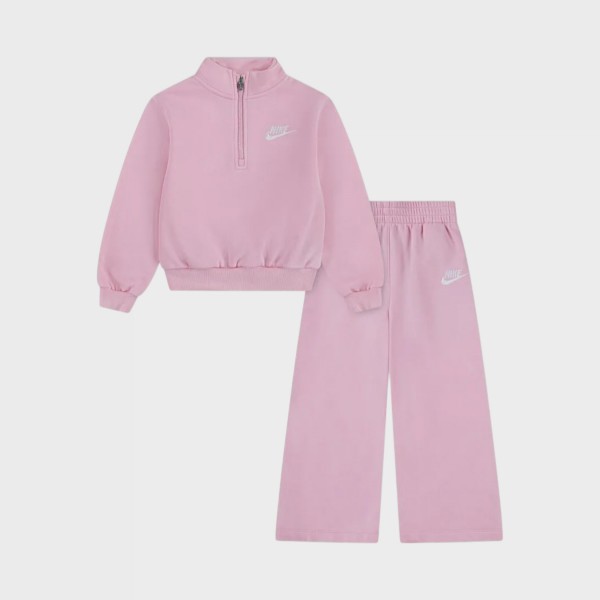 Nike Sportswear Club Fleece Wide Leg Παιδικο Σετ Ρουχων Ροζ