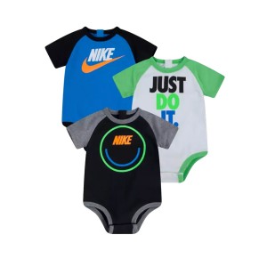 Nike Just Do It 3P Βρεφικα Ολοσωμα Φορμακια Μπλε - Μαυρο - Λευκο