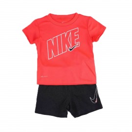 Nike Comfort Short Βρεφικο Σετ Πορτοκαλι - Μαυρο