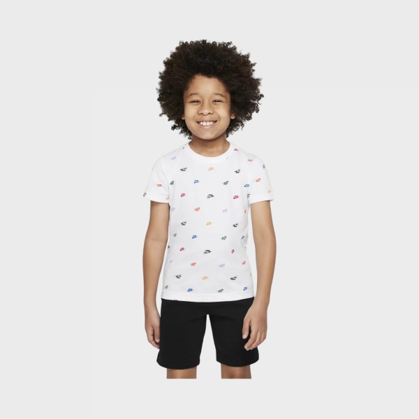 Nike Futura Monogram AOP Brand Graphics Παιδικη Μπλουζα Λευκη