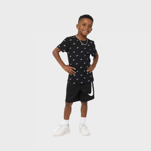 Nike Futura Monogram AOP Brand Graphics Παιδικη Μπλουζα Μαυρη