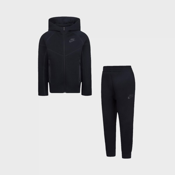 Nike Tech Fleece Hooded Full Zip Παιδικο Σετ Ρουχων Μαυρο