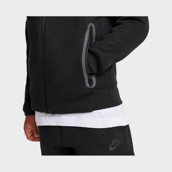 Nike Tech Fleece Hooded Full Zip Παιδικο Σετ Ρουχων Μαυρο