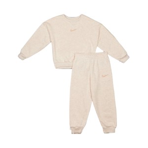 Nike Essentials Fleece Crew Neck Logo Παιδικο Σετ Ρουχων Ιβουαρ