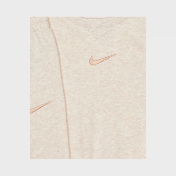 Nike Essentials Fleece Crew Neck Logo Παιδικο Σετ Ρουχων Ιβουαρ