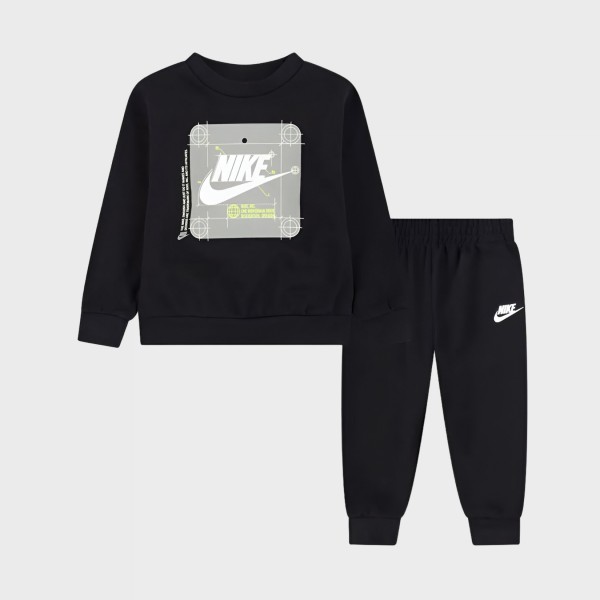 Nike Sportswear Future Utility Crew Fleece Παιδικο Σετ Ρουχων Μαυρο