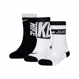 Nike Sportwear HBR Sports Logo Long 3 Ζευγη Παιδικες Καλτσες Λευκο - Μαυρο