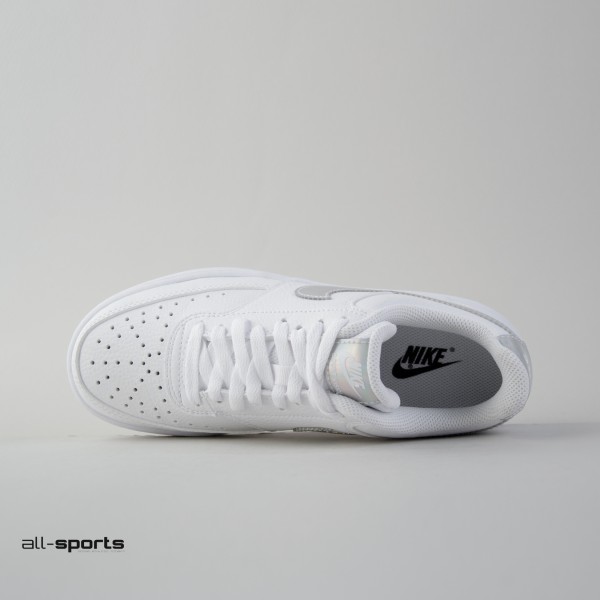 Nike Court Vision Low Next Nature Unisex Παπουτσι Λευκο - Ολογραφικο