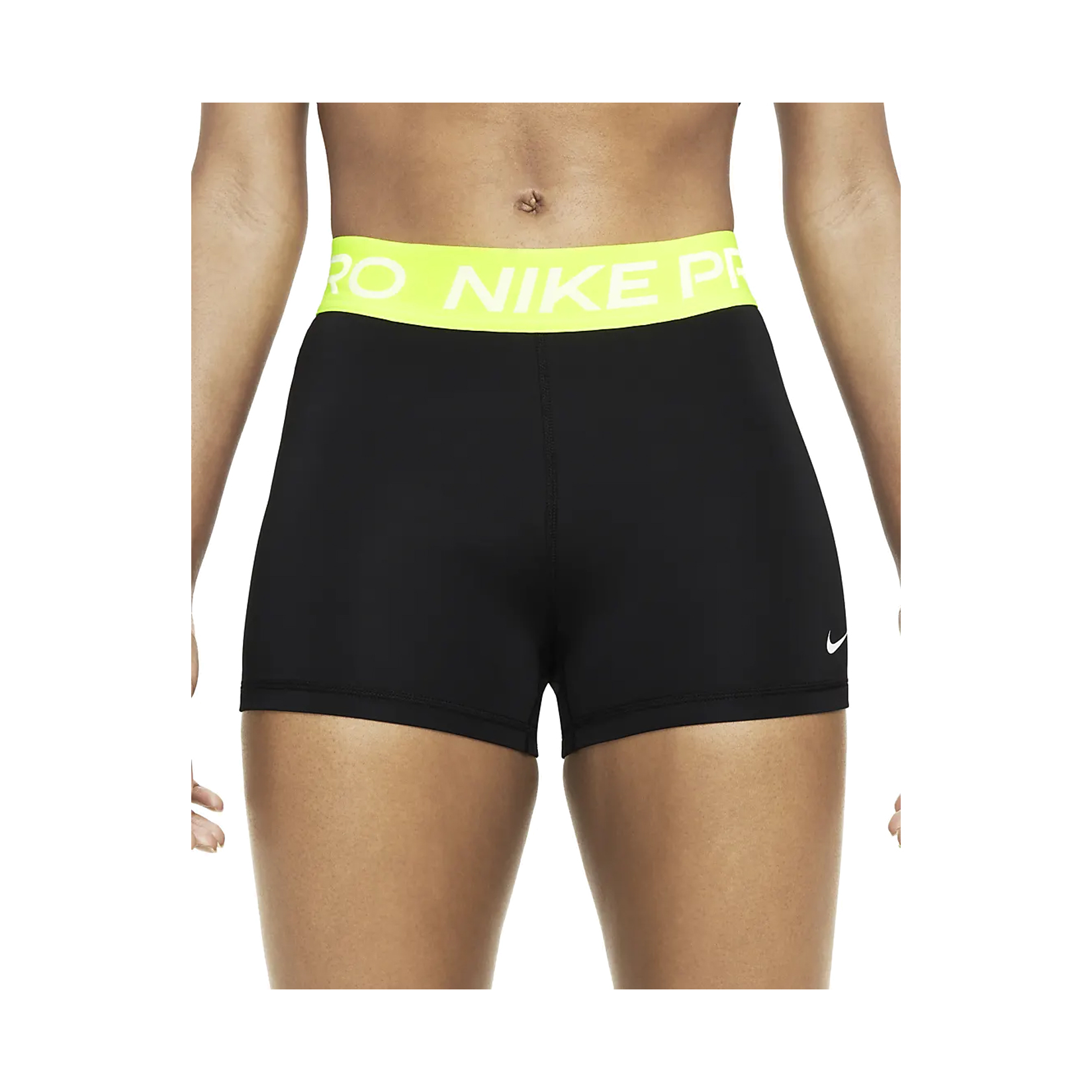 Nike Sportswear Pro 365 3 Inches Γυναικειο Κοντο Κολαν Μαυρο - Lime