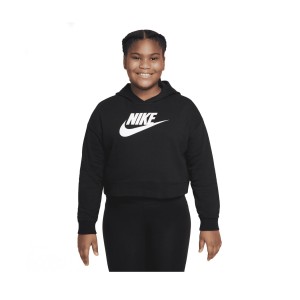 Nike Sportswear Club Crop Hooded Εφηβικο Φουτερ Μαυρο