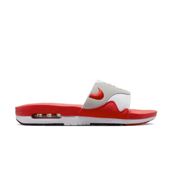 Nike Air Max 1 Slides Ανδρικες Παντοφλες Λευκο - Κοκκινο