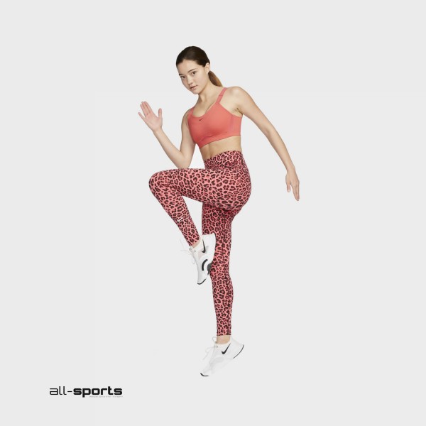 Nike Sportswear One Dri Fit High Rinse Γυναικειο Κολαν Λεοπαρ Ροζ