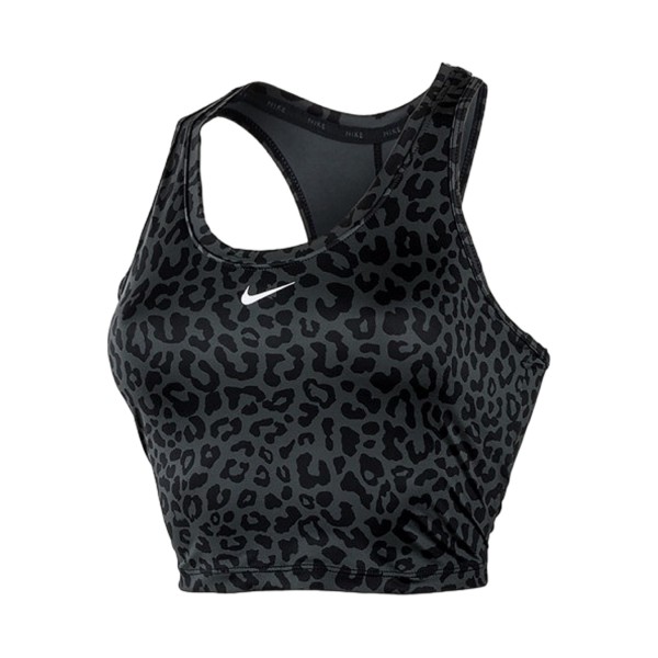 Nike One Dri Fit Slim Leopard Tank Γυναικεια Αμανικη Μπλουζα Μαυρο - Γκρι