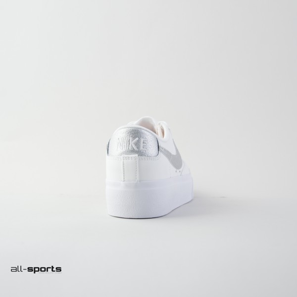 Nike Blazer Low Platform Γυναικειο Παπουτσι Λευκο - Ασημι