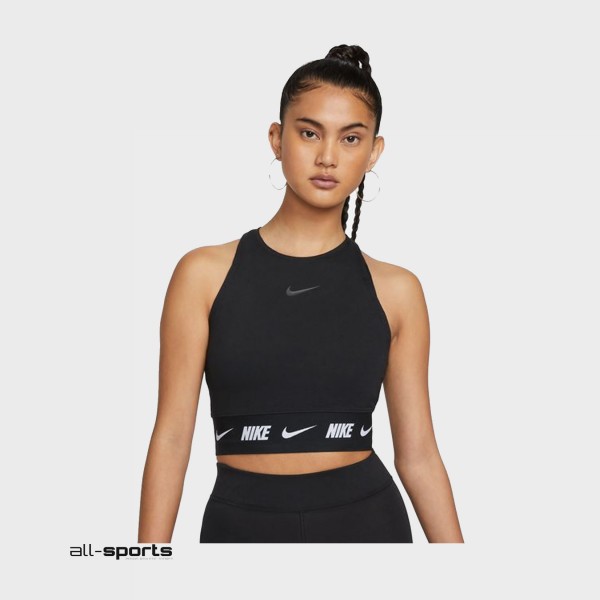 Nike Sportswear Tape Crop Top Γυναικειο Μπλουζακι Μαυρο