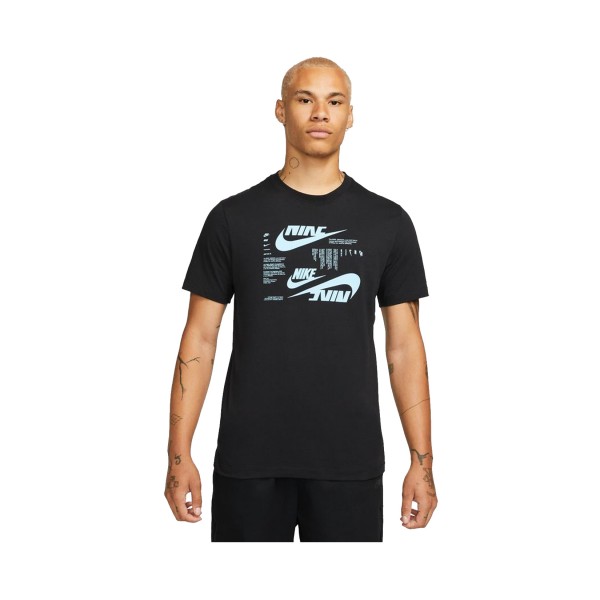 Nike Sportswear Club Essentials Swoosh Ανδρικη Μπλουζα Μαυρη