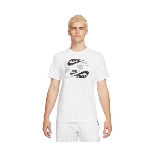 Nike Sportswear Club Essentials Swoosh Ανδρικη Μπλουζα Λευκη