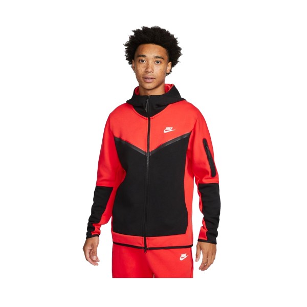Nike NSW Tech Fleece Ανδρικη Ζακετα Μαυρο Κοκκινο