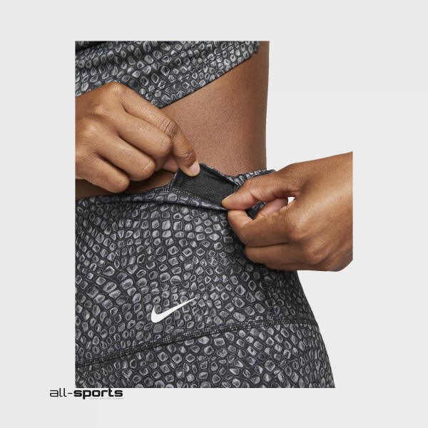 Nike One 7 Inches AOP High Waisted Γυναικειο Σορτς Μαυρο - Γκρι