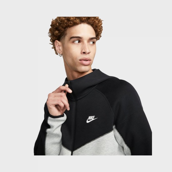 Nike Sportswear Tech Fleece Hooded Ανδρικη Ζακετα Γκρι - Μαυρο