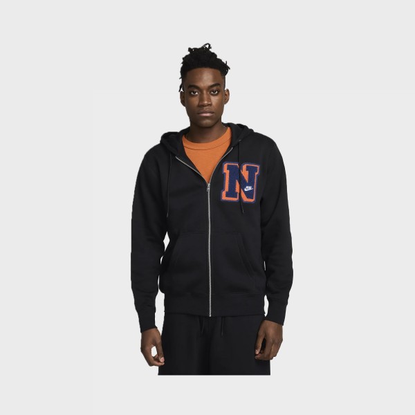 Nike Sportswear Club Fleece Varsity Letters Hooded Ανδρικη Ζακετα Μαυρη