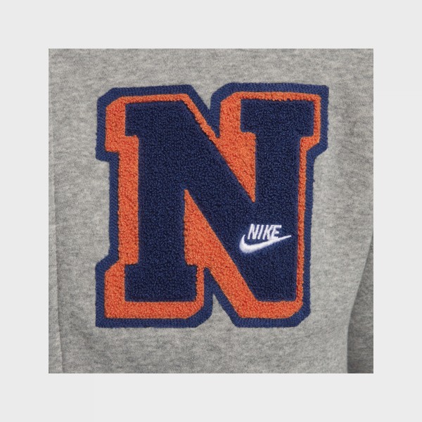 Nike Sportswear Club Fleece Varsity Letters Hooded Ανδρικη Ζακετα Γκρι