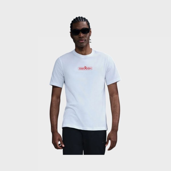 Nike Sportswear Club Swoosh Chest Logo Ανδρικη Μπλουζα Λευκη