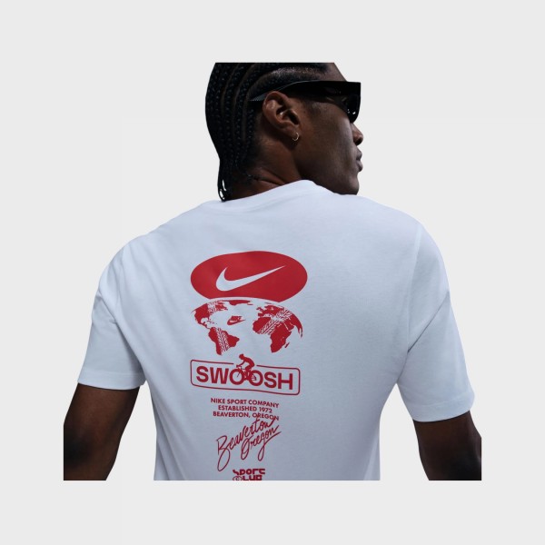 Nike Sportswear Club Swoosh Chest Logo Ανδρικη Μπλουζα Λευκη