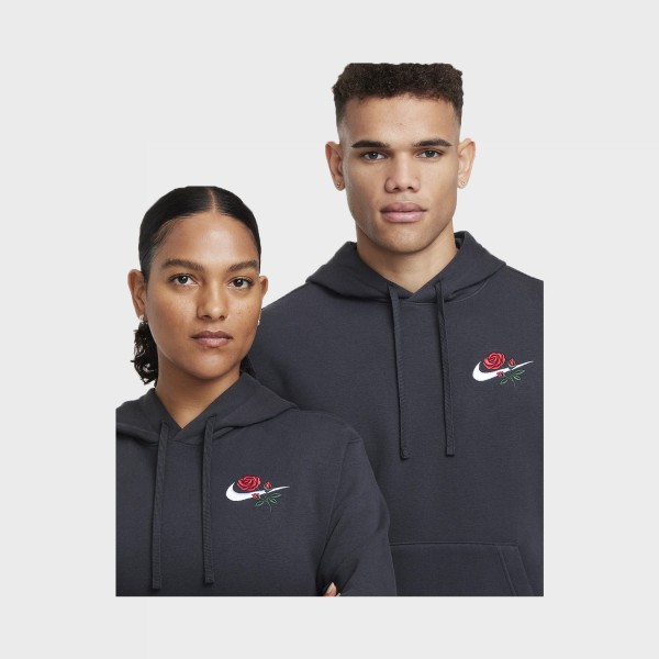 Nike Sportswear Fleece Hooded Red Rose Pullover Unisex Φουτερ Ανθρακι