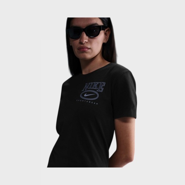 Nike Sportswear Club SS Crew Casual Γυναικεια Μπλουζα Μαυρη