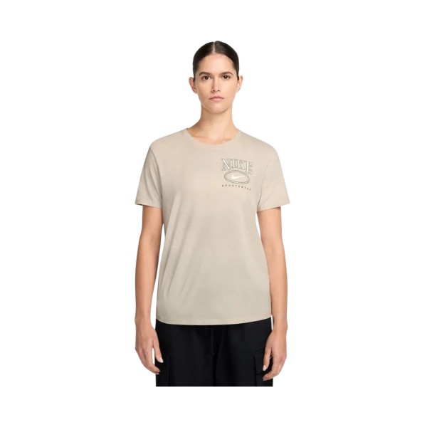 Nike Sportswear Club SS Crew Casual Γυναικεια Μπλουζα Εκρου