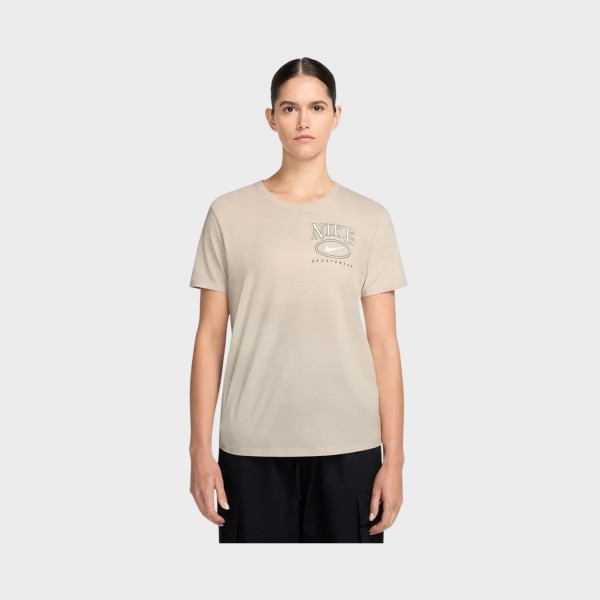 Nike Sportswear Club SS Crew Casual Γυναικεια Μπλουζα Εκρου