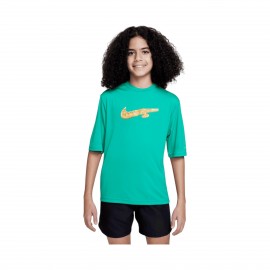 Nike Swim Swoosh Waffle Dri Fit Hydroguard Παιδικη Μπλουζα Πρασινη