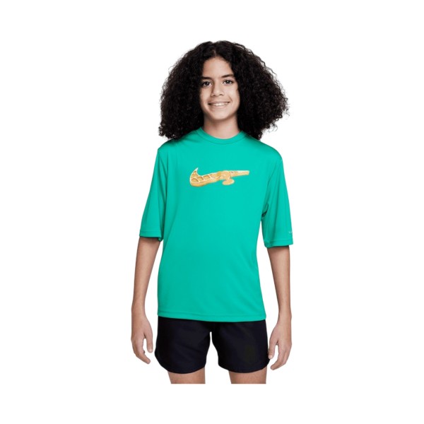 Nike Swim Swoosh Waffle Dri Fit Hydroguard Παιδικη Μπλουζα Πρασινη