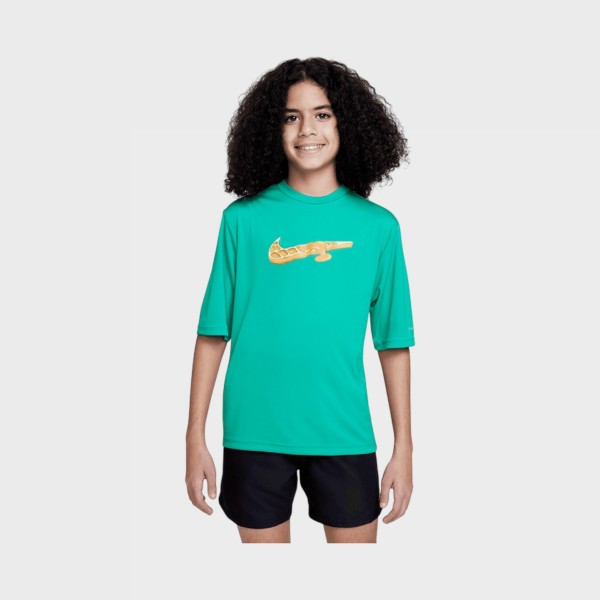 Nike Swim Swoosh Waffle Dri Fit Hydroguard Παιδικη Μπλουζα Πρασινη