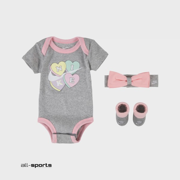 Nike Baby Box Set Βρεφικο Σετ Γκρι - Ροζ