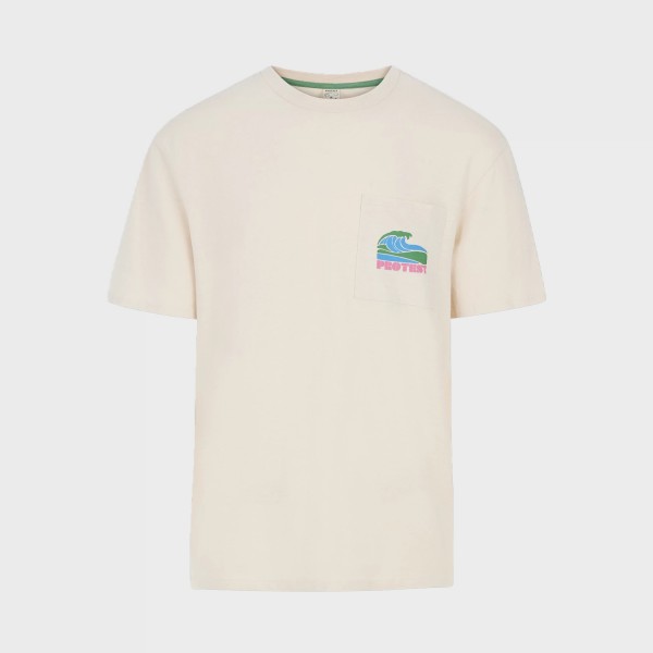 Protest PRTJAKE Riding Waves Graphic Back Ανδρικη Μπλουζα Μπεζ