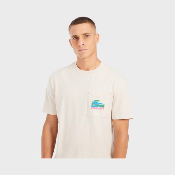 Protest PRTJAKE Riding Waves Graphic Back Ανδρικη Μπλουζα Μπεζ