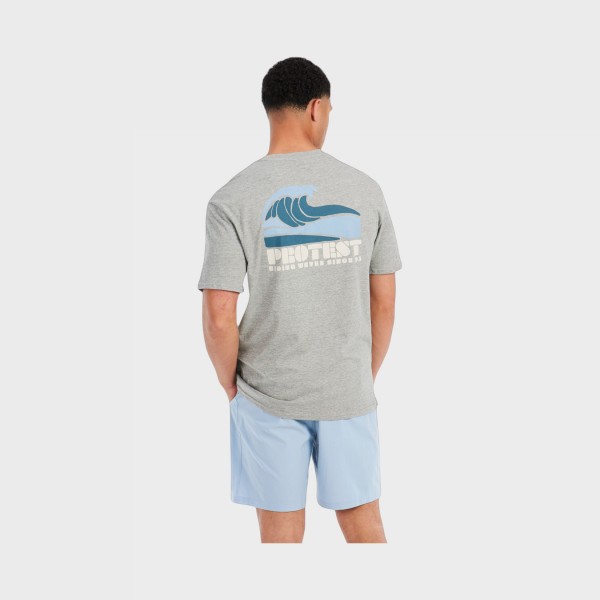 Protest PRTJAKE Riding Waves Graphic Back Ανδρικη Μπλουζα Γκρι