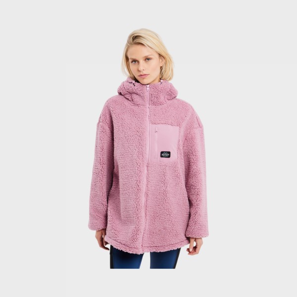 Protest PRTSAGO Full Zip Hoody Outdoor Teddy Γυναικεια Ζακετα Ροζ