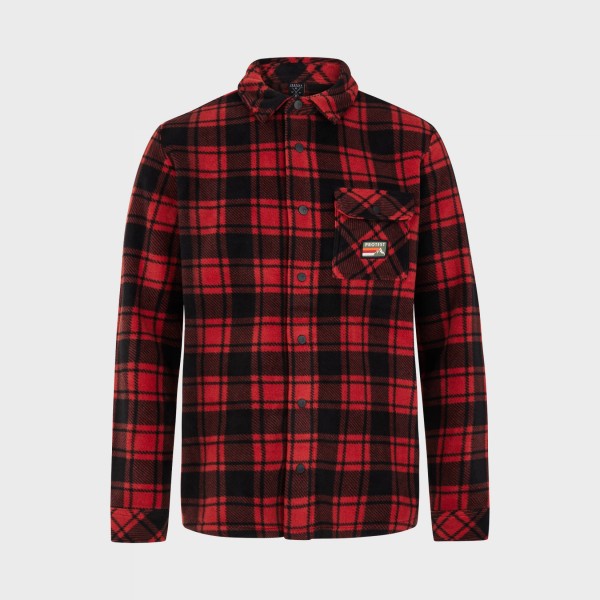 Protest PRTOUTWELL Outdoor Shirt Collar Checked Ανδρικη Ζακετα Κοκκινο - Μαυρο