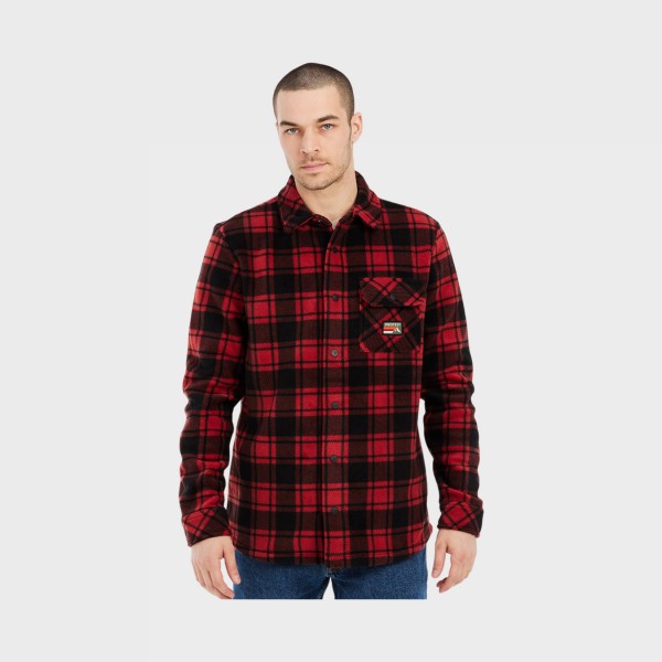 Protest PRTOUTWELL Outdoor Shirt Collar Checked Ανδρικη Ζακετα Κοκκινο - Μαυρο