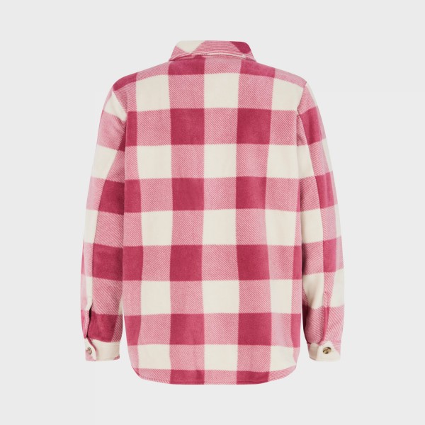 Protest PRTSALT Fleece Checked Shirt Colar Γυναικεια Ζακετα Ροζ - Ιβουαρ