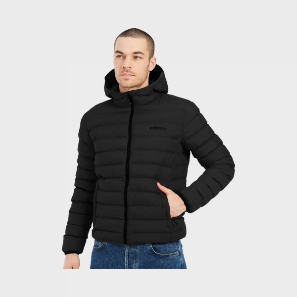 Protest PRTBASSO Outdoor Puffer Colar Hooded Ανδρικο Μπουφαν Μαυρο 