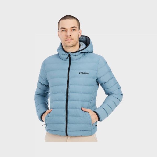 Protest PRTBASSO Outdoor Puffer Colar Hooded Ανδρικο Μπουφαν Ανοιχτο Μπλε