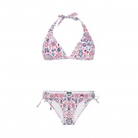 Protest PRTHAZEL Halter Bikini Triangle Print Γυναικειο Σετ Μαγιο Λευκο