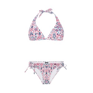 Protest PRTHAZEL Halter Bikini Triangle Print Γυναικειο Σετ Μαγιο Λευκο