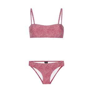 Protest PRTXARA Bandeau Graphic Bikini Γυναικειο Σετ Μαγιο Κοκκινο - Εκρου